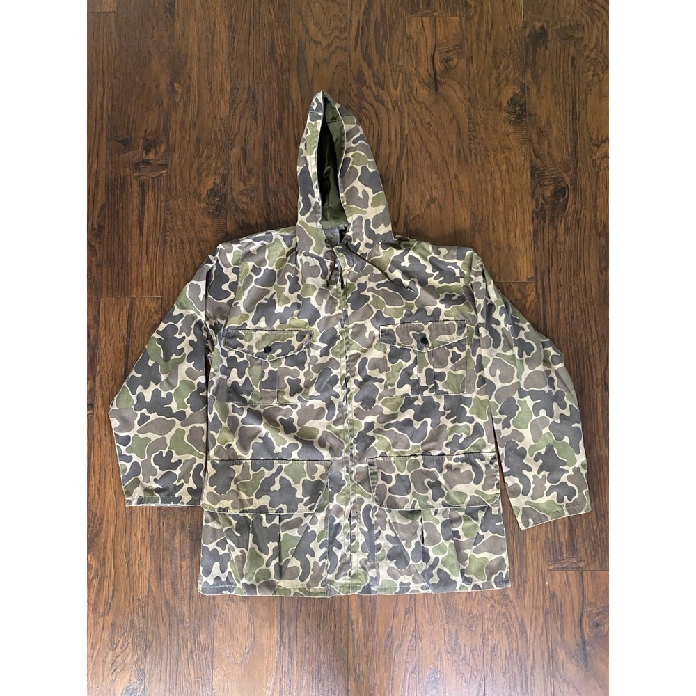 Vtg Trail Duck Camo Wet Weather Hunting Jacket Outdoor Adventure Water Repellent